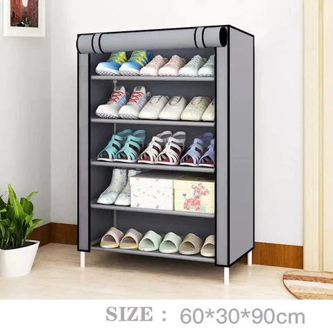 5 Layer Iron Rods Dustproof Non-Woven Clothes & Shoes Rack