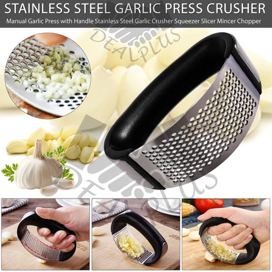 Manual Garlic Press Rocker with Handle Stainless Steel Garlic Crusher