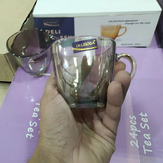 Delisoga 6pcs Set 190ml Pure Glass Cups