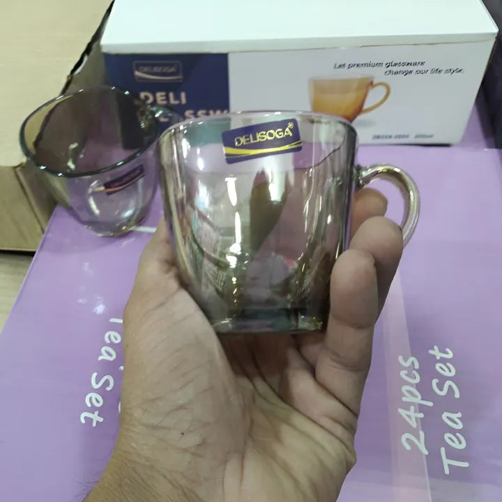 Delisoga 6pcs Set 190ml Pure Glass Cups