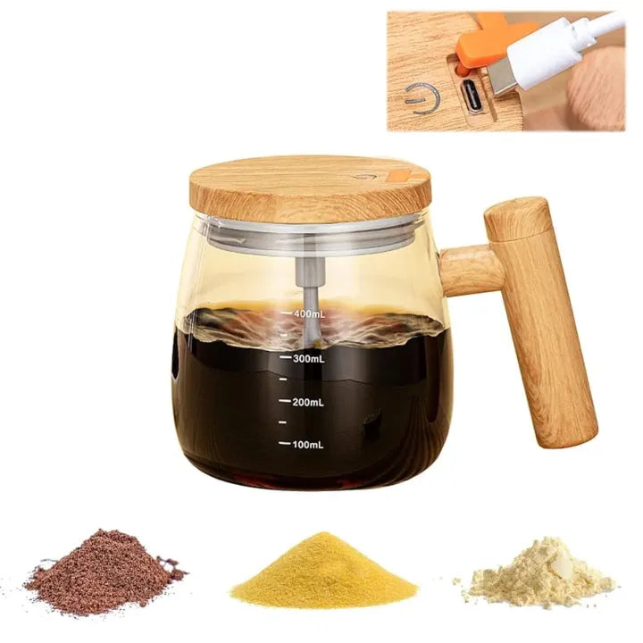 400ml Glass Self Stirring Cup for Making Coffee & more