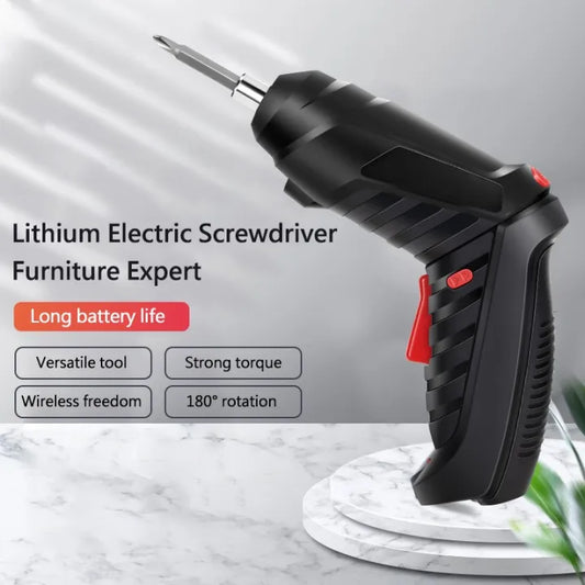 Electric Screwdriver, 3.6V Black Cordless Screwdriver Rechargeable Handle Drill Driver with USB Charging Cable and Accessories