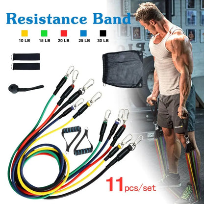 11 PCS Latex Resistance Band Set