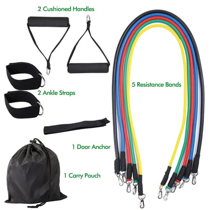 11 PCS Latex Resistance Band Set