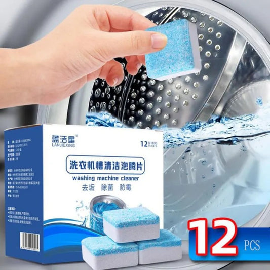 12 Pcs Antibacterial Washing Machine Deep Cleaning Tablets Non-Corrosive - Ideal for All Washing Machines