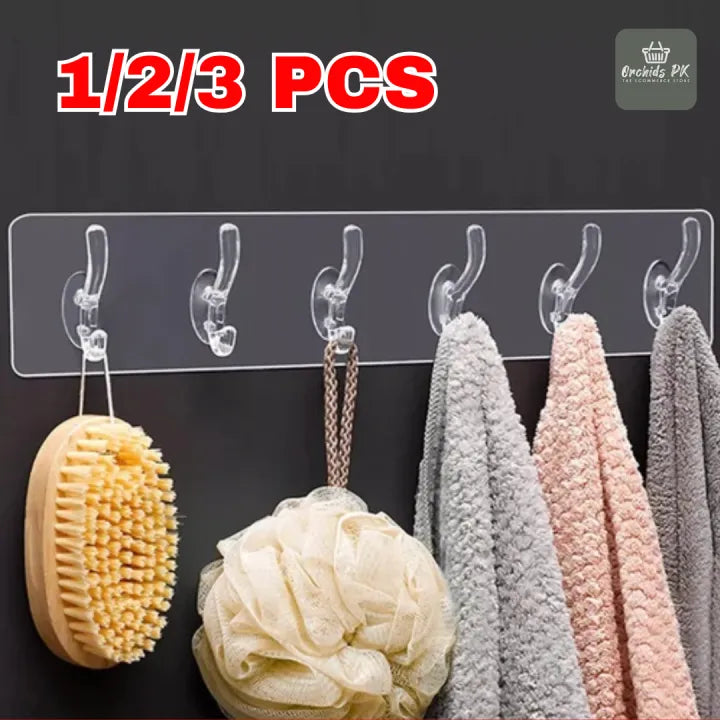 Multipurpose 6 Hooks Self Adhesive Wall Stickers Hanger
