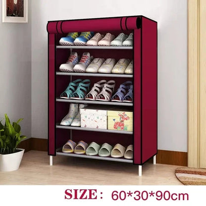 5 Layer Iron Rods Dustproof Non-Woven Clothes & Shoes Rack