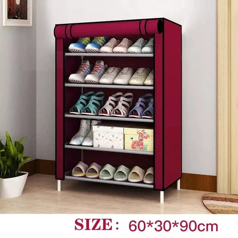 5 Layer Iron Rods Dustproof Non-Woven Clothes & Shoes Rack