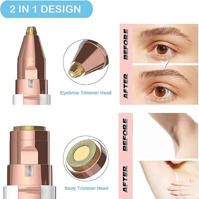 2 in 1 Eye Brow And Facial Hair Remover Chargeable , Multi Attractive Color With USB Charging Cable And Cleaning Brush