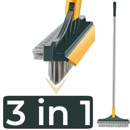 3 in 1 Cleaning Brush with Wiper | Double Sided Scrubber Brush with Long Handle