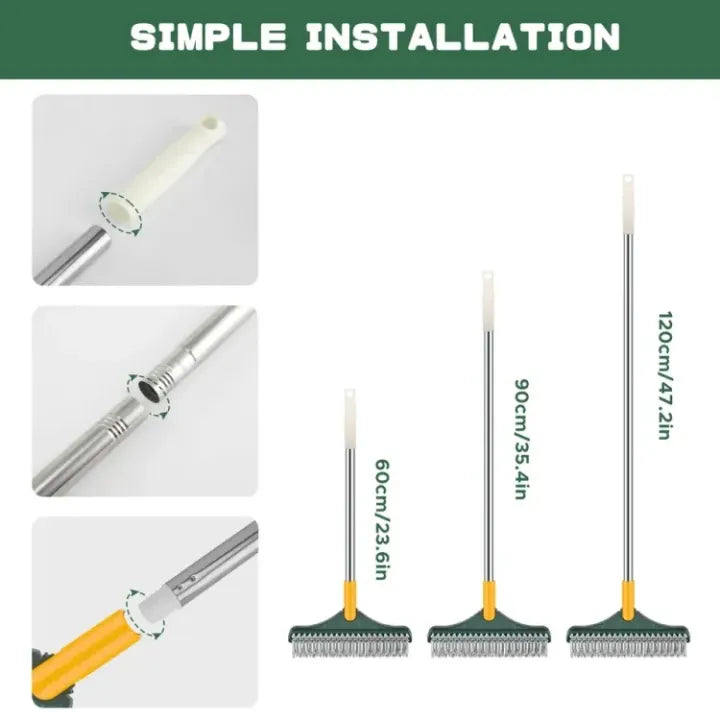 3 in 1 Cleaning Brush with Wiper | Double Sided Scrubber Brush with Long Handle
