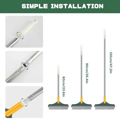 3 in 1 Cleaning Brush with Wiper | Double Sided Scrubber Brush with Long Handle
