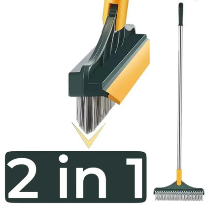 3 in 1 Cleaning Brush with Wiper | Double Sided Scrubber Brush with Long Handle