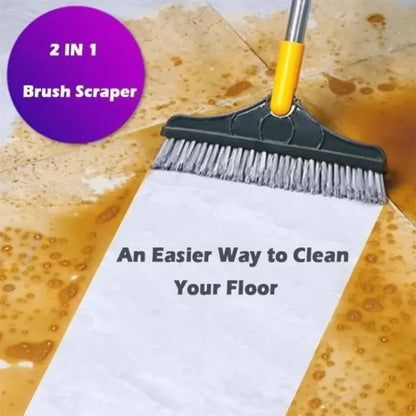 3 in 1 Cleaning Brush with Wiper | Double Sided Scrubber Brush with Long Handle
