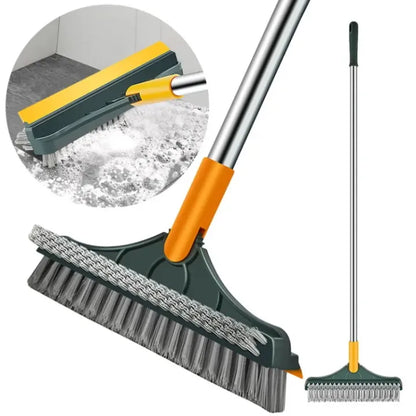 3 in 1 Cleaning Brush with Wiper | Double Sided Scrubber Brush with Long Handle