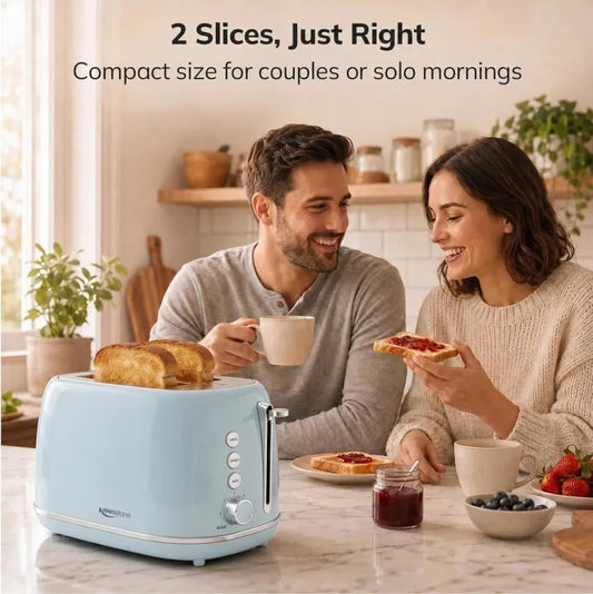 700W Retro 2 Slice Electric Bread Toaster | Automatic Pop-Up Toast Maker