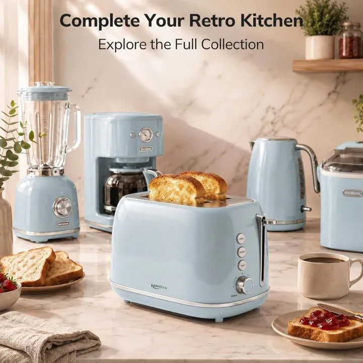 700W Retro 2 Slice Electric Bread Toaster | Automatic Pop-Up Toast Maker