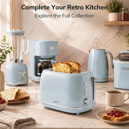 700W Retro 2 Slice Electric Bread Toaster | Automatic Pop-Up Toast Maker