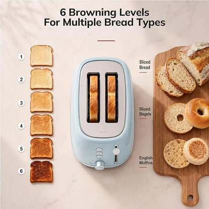 700W Retro 2 Slice Electric Bread Toaster | Automatic Pop-Up Toast Maker