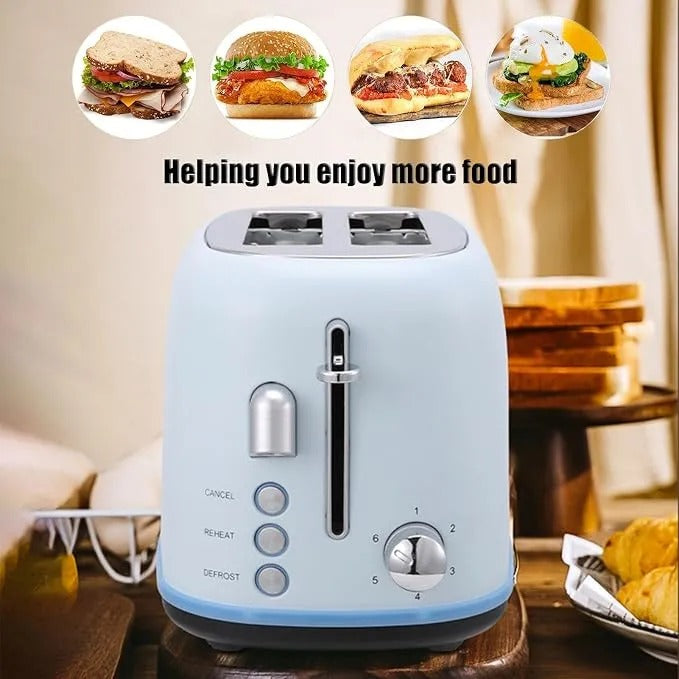 700W Retro 2 Slice Electric Bread Toaster | Automatic Pop-Up Toast Maker