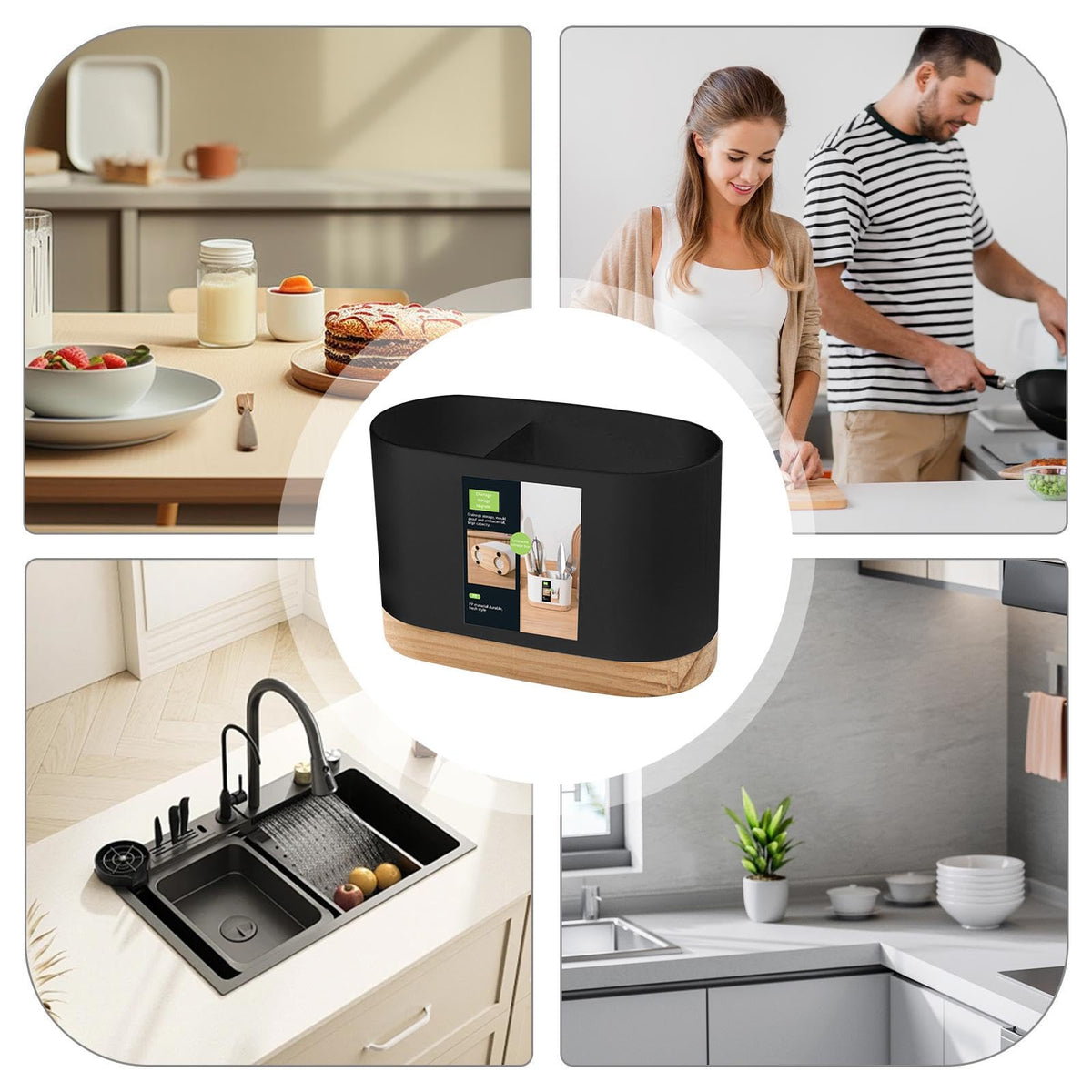 Removable Draining Chopstick Holder, Kitchen Utensil Bucket, Plastic Chopstick Spoon Storage Rack
