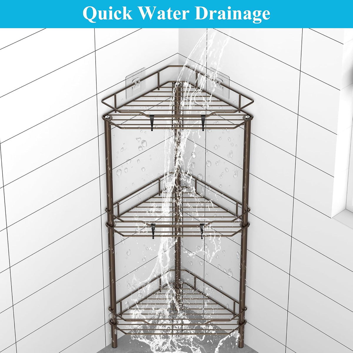 3 Tier Multipurpose Organizer for Kitchen & Bathroom (With screw hooks)