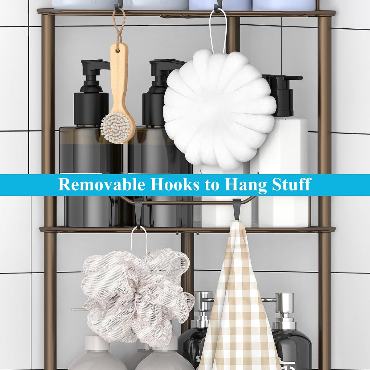 3 Tier Multipurpose Organizer for Kitchen & Bathroom (With screw hooks)
