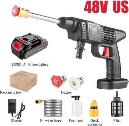 Double Battery Water Cleaning Gun Car Washer Gun Product Include 2 Water Nozzle 48V Battery Pipe Soap Liquid Bottle