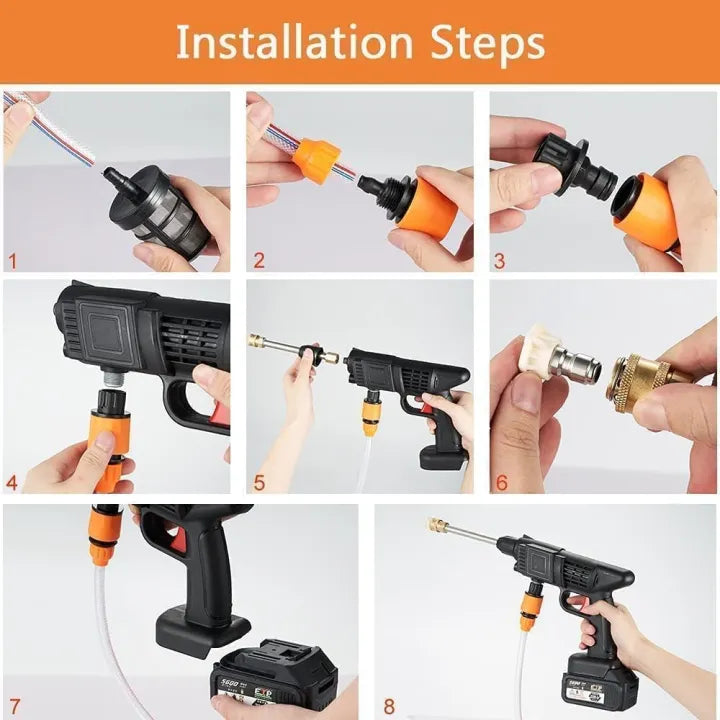 Double Battery Water Cleaning Gun Car Washer Gun Product Include 2 Water Nozzle 48V Battery Pipe Soap Liquid Bottle