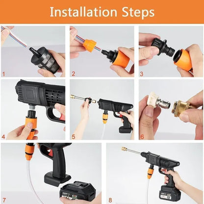 Double Battery Water Cleaning Gun Car Washer Gun Product Include 2 Water Nozzle 48V Battery Pipe Soap Liquid Bottle