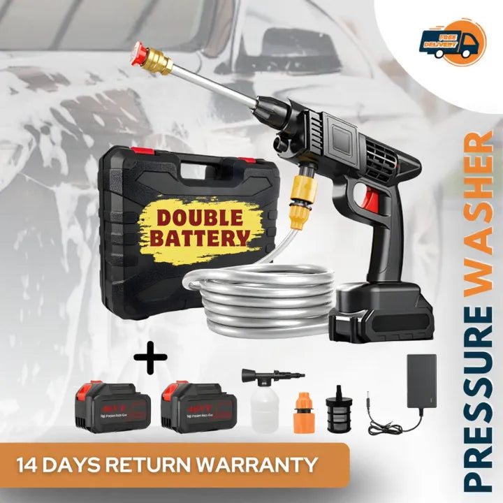 Double Battery Water Cleaning Gun Car Washer Gun Product Include 2 Water Nozzle 48V Battery Pipe Soap Liquid Bottle