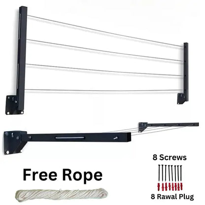 Cloth Drying Stand With Free Rope Foldable Wall Mounted