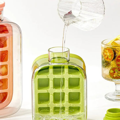 Ice Cube Bottle, 2 in 1 Touch-Free Ice Cube Tray 500ml