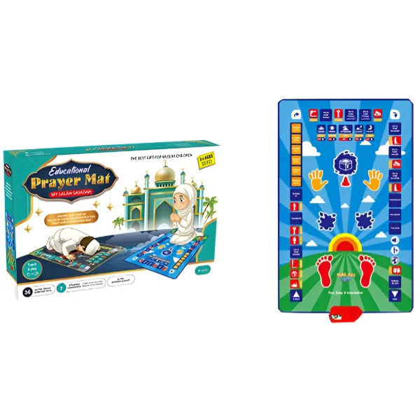 Educational Prayer Mat for Kids – Interactive My Salah Sajadah | Touch & Sound Islamic Learning Prayer Mat with 7 Languages