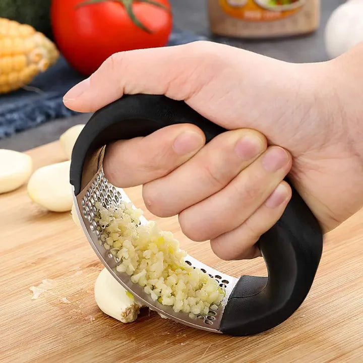 Manual Garlic Press Rocker with Handle Stainless Steel Garlic Crusher