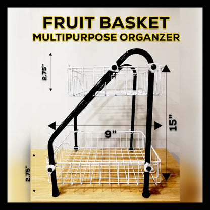 Premium 2-Tier Countertop Fruit Basket, Kitchen Organizer, Fruit Basket, Vegetable stand, Kitchen Counter Rack