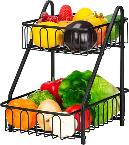 Premium 2-Tier Countertop Fruit Basket, Kitchen Organizer, Fruit Basket, Vegetable stand, Kitchen Counter Rack