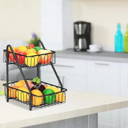 Premium 2-Tier Countertop Fruit Basket, Kitchen Organizer, Fruit Basket, Vegetable stand, Kitchen Counter Rack