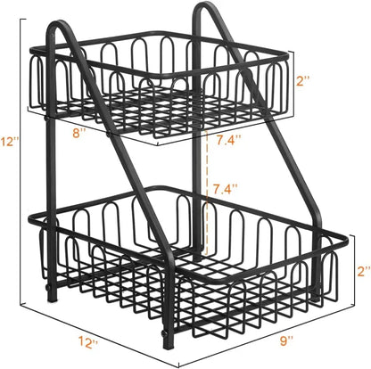 Premium 2-Tier Countertop Fruit Basket, Kitchen Organizer, Fruit Basket, Vegetable stand, Kitchen Counter Rack