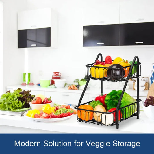 Premium 2-Tier Countertop Fruit Basket, Kitchen Organizer, Fruit Basket, Vegetable stand, Kitchen Counter Rack