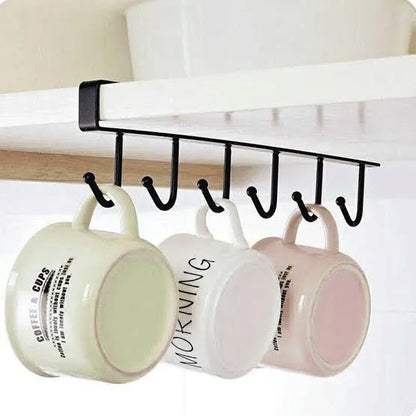 6 Iron Hook Under Cabinet Mug Holder Storage Hooks for Shelf, Cup Holder