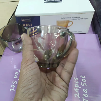 Delisoga 6pcs Set 190ml Pure Glass Cups