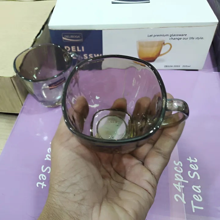 Delisoga 6pcs Set 190ml Pure Glass Cups