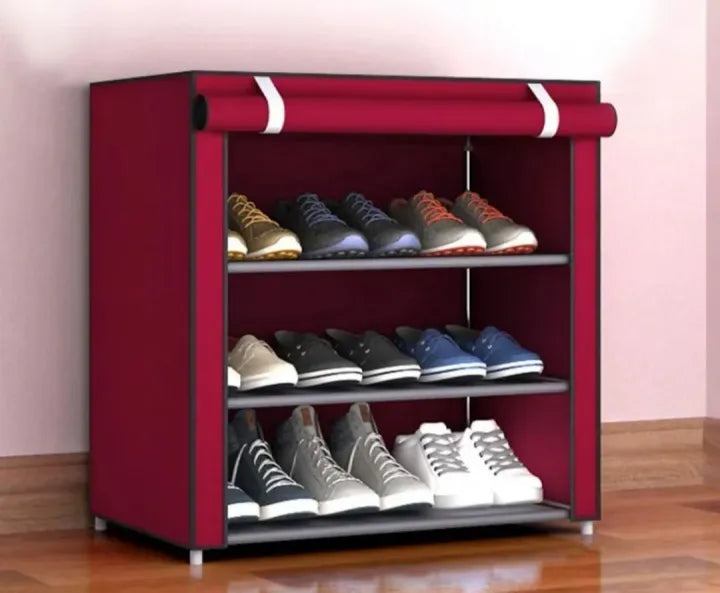 3 Layer Iron Rods Dustproof Non-Woven Clothes & Shoes Rack