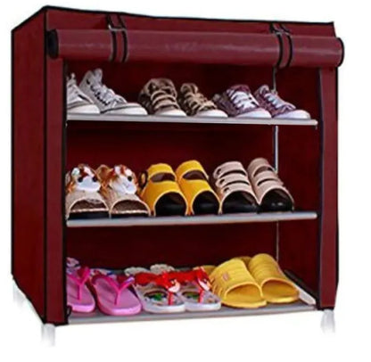 3 Layer Iron Rods Dustproof Non-Woven Clothes & Shoes Rack