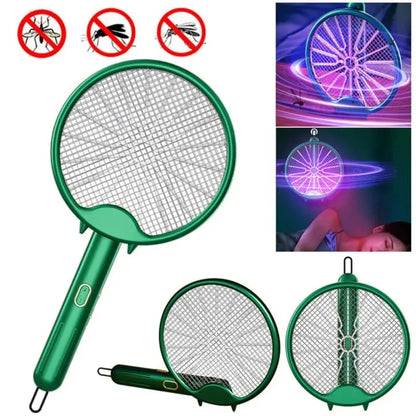 USB Rechargeable Mosquito Killer Racket – Foldable Electric Fly Swatter Bug Zapper with LED Light | Portable Insect Killer for Home & Travel