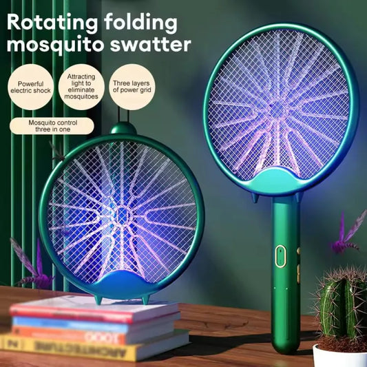 USB Rechargeable Mosquito Killer Racket – Foldable Electric Fly Swatter Bug Zapper with LED Light | Portable Insect Killer for Home & Travel