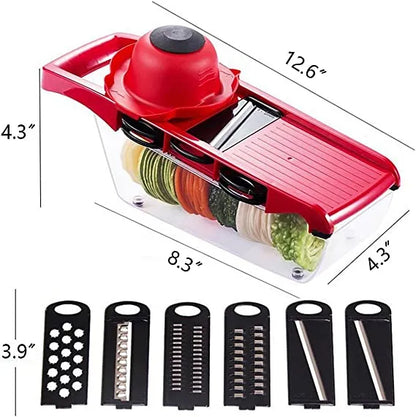 Vegetable Chopper Mandoline Slicer, 10 in 1 Mandoline Slicer Cutter and Grater with Hand Protector, Interchangeable Blades