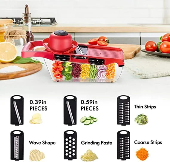 Vegetable Chopper Mandoline Slicer, 10 in 1 Mandoline Slicer Cutter and Grater with Hand Protector, Interchangeable Blades