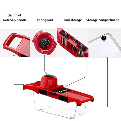 Vegetable Chopper Mandoline Slicer, 10 in 1 Mandoline Slicer Cutter and Grater with Hand Protector, Interchangeable Blades